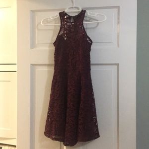 Fully lined burgundy party dress